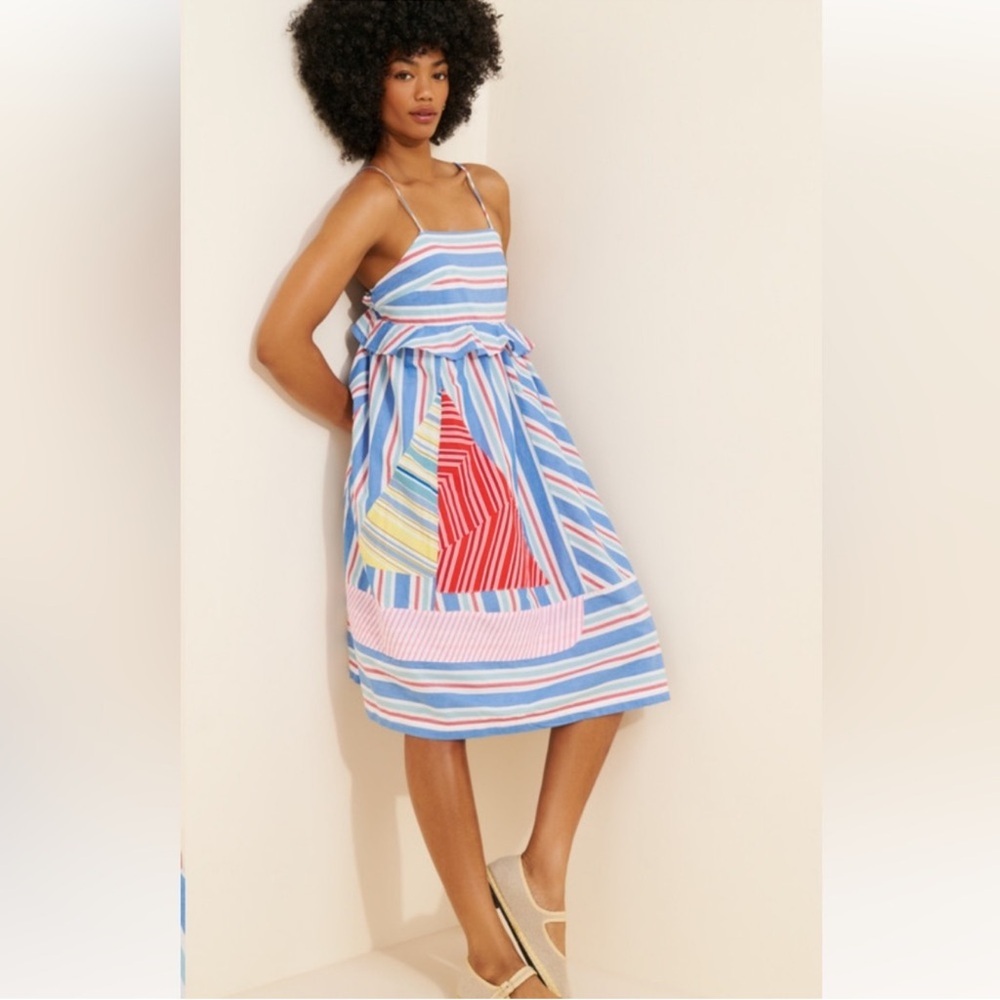 Anthropologie Celandine Sleeveless Square-Neck Blue Sail Boat
Dress